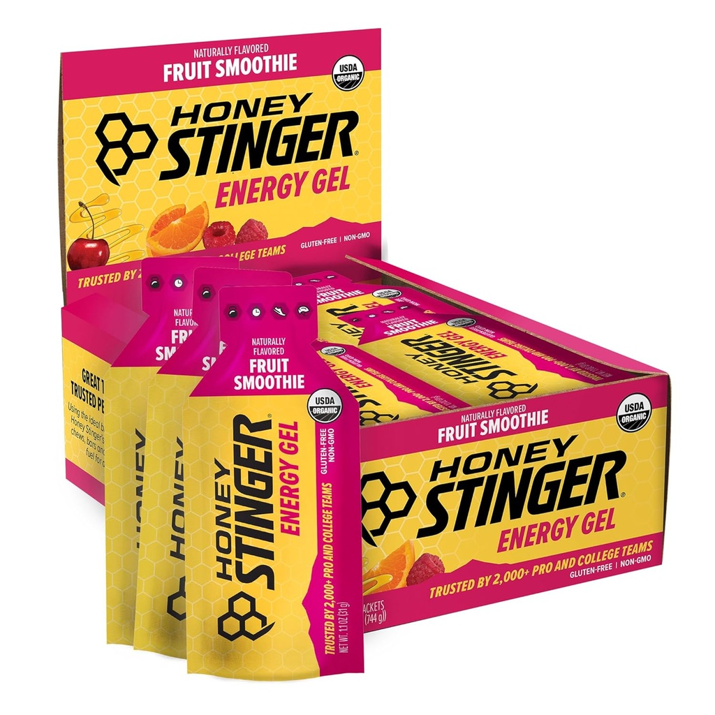 Honey Stinger Organic Fruit Smoothie Energy Gel, Gluten Free & Caffeine Free, Egzersiz, Koşu ve Performans, Ev & Spor Beslenme, Pre & Mid Workout, 24 Pack, 26.4 Ounce