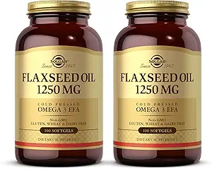 Solgar Flaxseed Oil 1250 mg - 100 Softgels, 2 Paket - Omega-3 Alpha-Linoleic Acid (ALA) - Non-GMO, Gluten Free - 100 Toplam Hizmetler