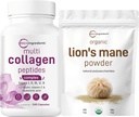 Mikro Malzemeler Multi Collagen Kompleksi & Lions Mane Mushroom Supplement Toz Paket 2 Pack | Grass-Fed Collagen, | Natural Superfood for Brain, Energy, & Immune Health