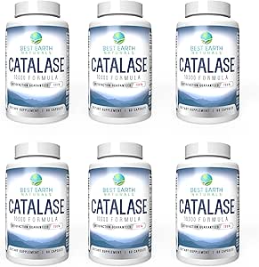 Best Earth Naturals Six Pack of Catalase 10.000 Formula Enzyme Supplement with Saw Palmetto, Biotin, Fo-Ti, PABA - Συμπληρώματα μαλλιών για Ισχυρά Μαλλιά - 360 κάψουλες (180-ημέρα προσφοράς)