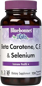 BlueBonnet Beta Carotene C ve E Plus Selenium Vegetarian Capsules, 120 Kont, White
