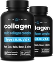 NutraChamps Multi Collagen Pills, Tipler I,II,III,V,X, Double Hydrolyzed Collagen Powder Toz Capsules, Protein Supplement for Women & Men, 180 Capsules (Pack of 2)