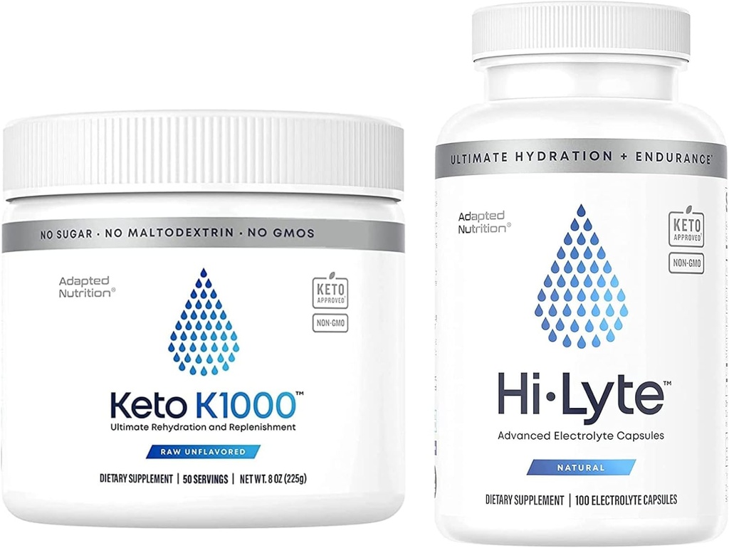 Hi-Lyte Keto K1000 Elektrolyte Toz | Hydration Toz İç Mix | Raw Mineral Flavor, No Stevia | 50 Servisler | Plus Elektrolyte Ekstra Rehidrasyon Kapsülleri için