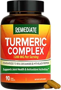 Turmeric Curcumin, 1200 mg Turmeric Root Extract & Toz,% 95 Curcuminoids, Yüksek Potency Ortak Sağlık Desteği, Black Pepper ile Geliştirilmiş Aborpsiyon, 90 Vegan Caps