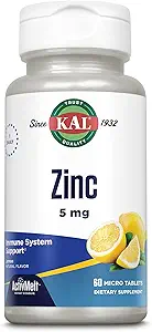 KAL Zinc 5mg ActivMelt, συμπλήρωμα υποστήριξης του ανοσοποιητικού με οξείδιο του ψευδαργύρου, υποστηρίζει σύνθεση πρωτεΐνης, Μεταβολισμός, ανάπτυξη κυττάρων, ανοσοποιητική υγεία, χορτοφαγική, φυσικό άρωμα λεμόνι, 60 ημέρες εγγύηση, 60 micro Tabs