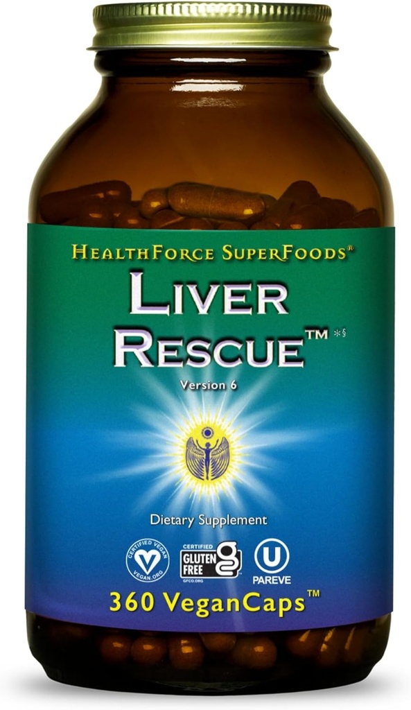HealthForce SuperFoods Liver Recovery - Natural Liver Cleanse - Milk Thistle & Dandelion Root - Gluten-Free & Vegan - 360 Capsules