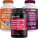 Ceylon Cinnamon (1pk), Fadogia Tongkat Ali (1pk), και Nitric Oxide (1pk) Συμπλήρωμα Bundle - Ισχυρές Βιταμίνες για την καρδιά, την ενέργεια, το αρσενικό Well-Being, & Immune Support - Μη ΓΤΟ, Vegan, Gluten-free