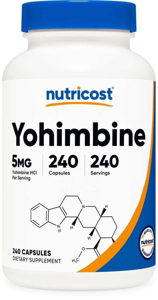 Nutricost Yohimbine HCl 5mg, 240 Κάψουλες Επιπλέον Δύναμη - Χωρίς γλουτένη, Μη ΓΤΟ