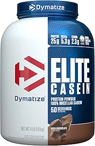Elite Casein proteini Toz, Slow Absorbing with Muscle Building replica, 100% Micellar Casein, 25g Protein, 5.4g BCAAs & 2.3g Leucine, 2 Pound, 2 Pound