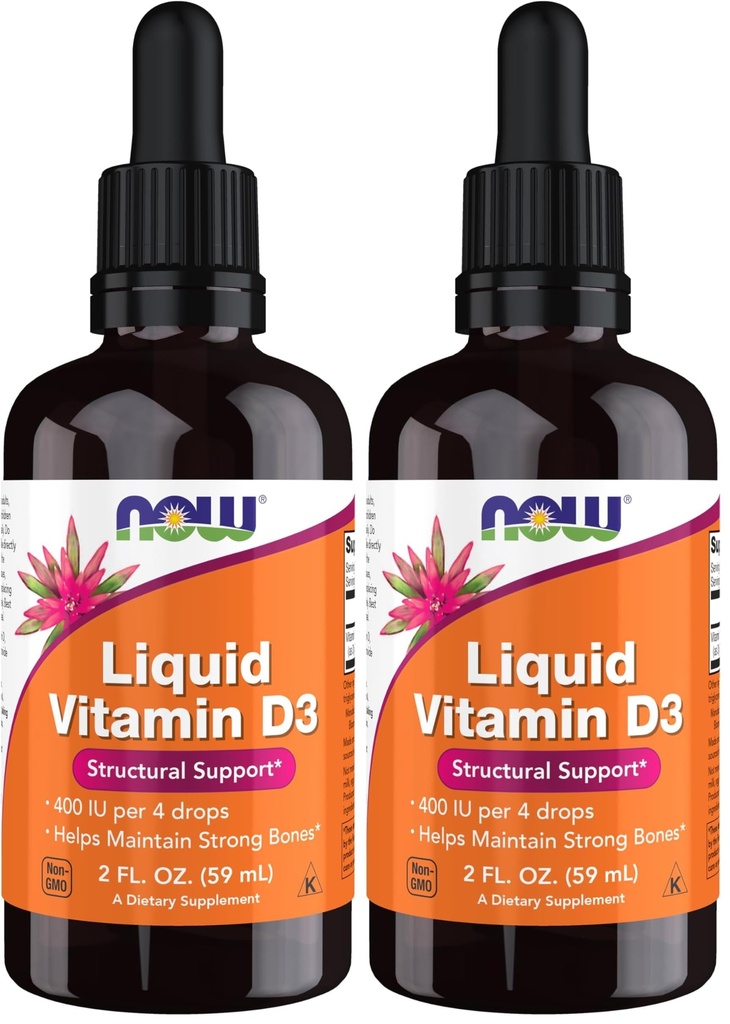 NOW Foods Supplements, Liquid Vitamin D-3, Strong Bones*, Structural Support*, 2-Ounce (Pack of 2)
