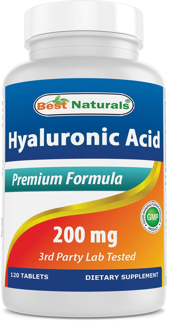 En İyi Doğallar Hyaluronik Asit 200 mg 120 Tabletler (Non-GMO, Gluten Free) - Genç Sağlıklı Cilt ve Sağlıklı Ortak Fonksiyonlar (120 Kont)