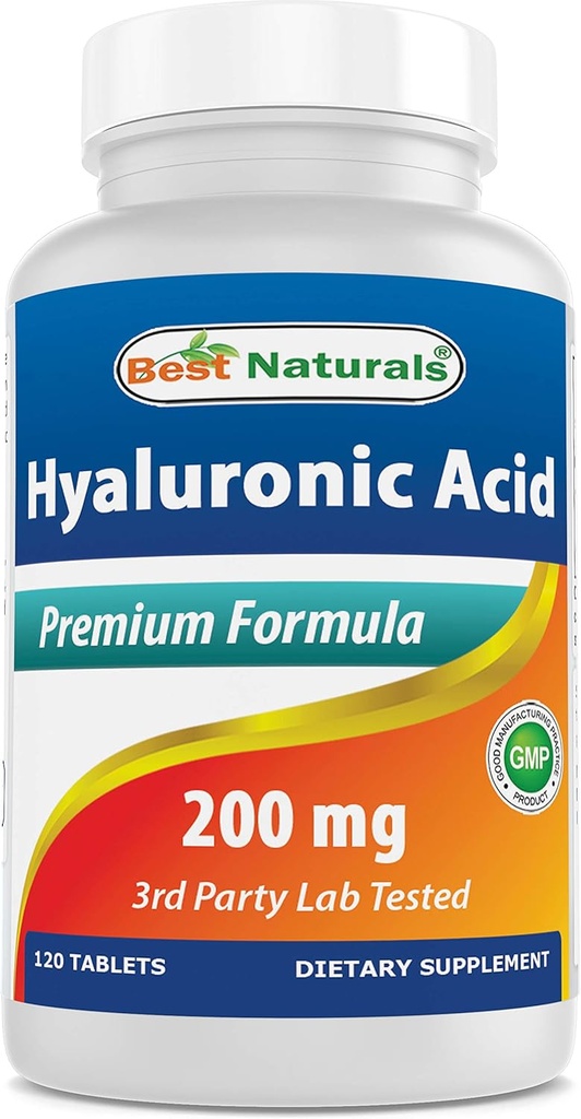 En İyi Doğallar Hyaluronik Asit 200 mg 120 Tabletler (Non-GMO, Gluten Free) - Genç Sağlıklı Cilt ve Sağlıklı Ortak Fonksiyonlar (120 Kont)
