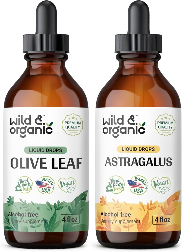Άγρια & οργανικά φύλλα ελιάς Βάμμα 4 fl oz & Astragalus Βάμμα 4 fl oz