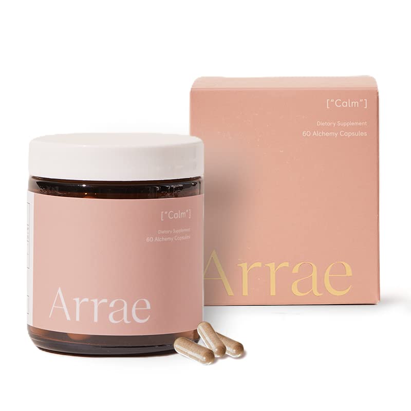 Arrae Calm Cortisol Manager - 60 Thress & Panic Relief Κάψουλες - Mood Support Supplement w/L-Theanine, Inositol, Passionflower, & Magnesium to Help You Feel Zen