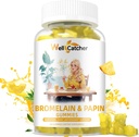 Bromelain Papain Enzyme Gummies Supplement: Bromelain 500MG Yetişkinler Çocuklar için Querectin Gummies, Organik Bromelain Papaya Enzymes, Digestive Support Immunity Antioksi Vegan 60CT