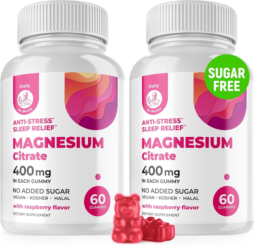 Magnesium Gummies Sugar-Free - Calm Magnesium Supplement for Children, Supports restful Sleep, Sugar-Free Magnesium Citrate Gummies for Kids & Adults (120 Count)