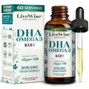 Bebek ve Toddler için Doğal DHA Omega-3 Sıvı Merdivenleri, Vegan-Friendly Omega-3 Essential Supplement, Sağlıklı Beyin, Gözler, Vücut Savunması, Bebek ve Toddler Beslenme