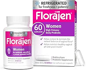 Florajen Women’s Vaginal Probiotic - Gut Health, Vaginal pH Balance, & Constipation Relief - Multi-Strain Formula with Lactobacillus - Refrigerated for Potency - 60 Capsules