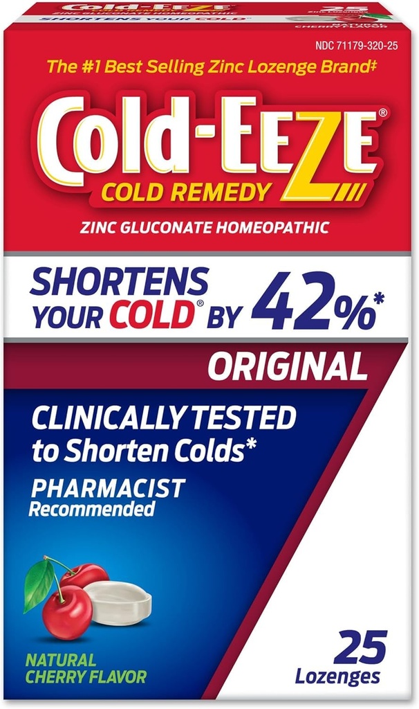 Cold-EEZE Natural Cherry çinko Lozenges, Homeopathic Cold Remedy, Common Cold, Sore Throat, Cough, Congestion ve Post Nasal Drip, 25 Countion