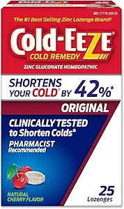 Cold-EEZE Natural Cherry çinko Lozenges, Homeopathic Cold Remedy, Common Cold, Sore Throat, Cough, Congestion ve Post Nasal Drip, 25 Countion