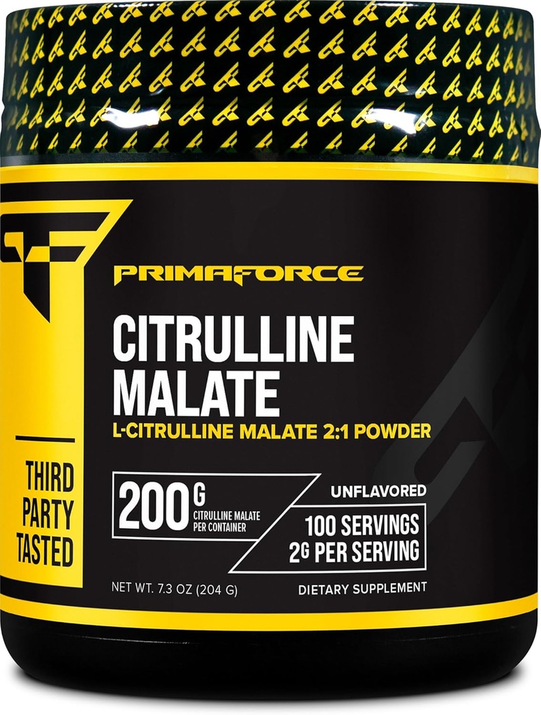 PrimaForce L-Citrulline Malate Toz, Unflavored Pre Workout Supplement, 200 Grams - Boosts Energy, Aids Recovery, Advanceds Strength Performansı – Vegan, Non-GMO