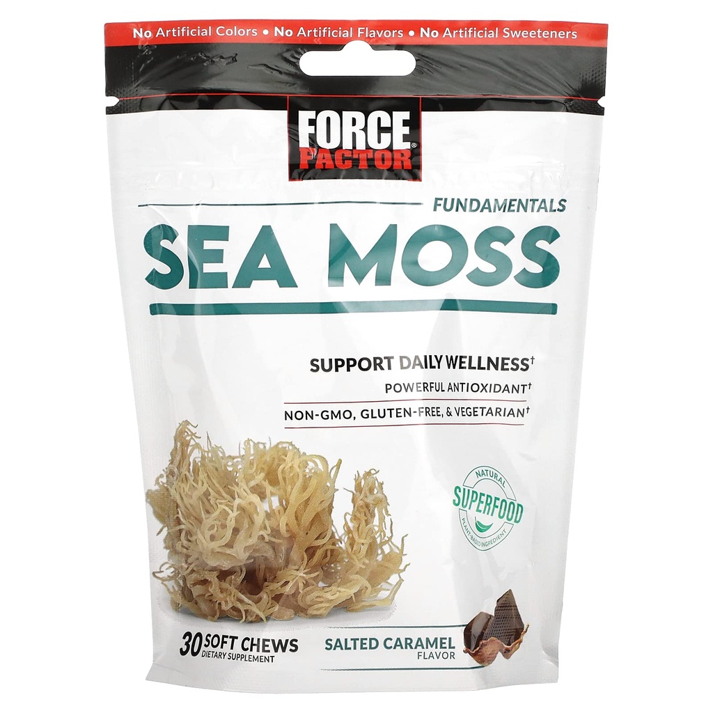Force Factor Sea Moss Chews a Daily Wellness & Antioksi Support a Salted Caramel (30 Soft Chews)