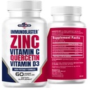 Ψευδάργυρος Quercetin 500mg με Βιταμίνη D και C Αντιοξειδωτική Ανοσοποιητική Υποστήριξη Υψηλή ισχύς Quercetin Συμπλήρωμα ψευδαργύρου για άνδρες και γυναίκες - Γλουτένη, σόγια, & γαλακτοκομικά χωρίς - 60 Count (Pack of 1)