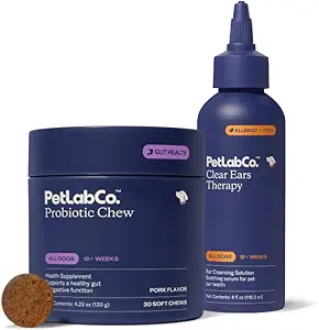 PetLab Co. - Σκυλοαυτί Yeast Bundle: Μαλακό τσίχλα Προβιοτικά για την υγεία των ούλων, παραγωγή ζύμης, φαγούρα αυτιά, φαγούρα δέρμα, εποχικές αλλεργίες & σαφές αυτί Θεραπεία καθαρισμού αυτιών για σκύλους