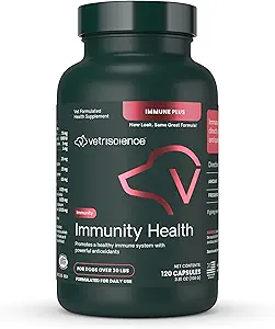VetriScience Ανοσία Υγεία Easy-Open Κάψουλες, Immune Plus συμπλήρωμα για Medium και Big Breed Dogs, Cell Advance Immune και Αλλεργία Υποστήριξη με Αντιοξειδωτικά, Hypoallergenic Formula, 120 Count