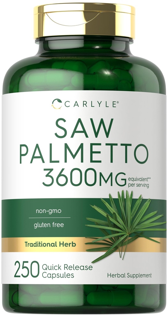 Carlyle Saw Palmetto Erkekler ve Kadınlar için | 3600 mg | 250 Capsules | Herb Extract Supplement | Serenoa Repens | Non-GMO ve Gluten Free