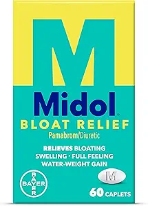 Pamabrom ile Midol Bloat Relief Caplets, Relieve Bloating Belirtileri Süreniz Önce ve Sıranızda, Kadınlar için 6 Saatlik Yardımı Sağlıyor, 60