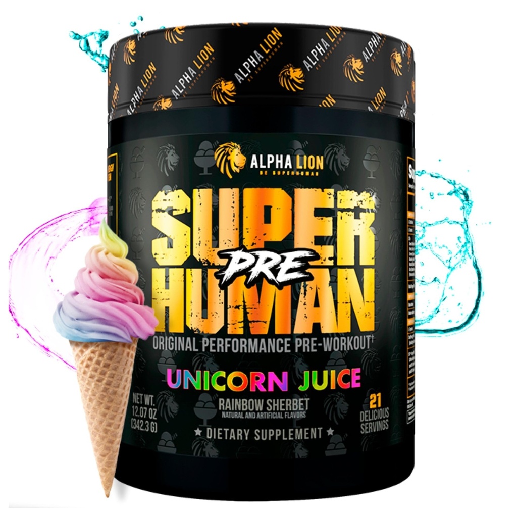 ALPHA LION Superhuman Pre Workout Toz, Beta Alanine, L-Taurine & Tri-Kaynak Caffeine for Sustained Energy & Focus, Nitrik Oksit & Citrulline for Pump (21 Servisler, Unicorn Juice)