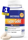 Enzymedica Lypo Gold, Υψηλής ισχύος Lipase Digestive Enzymes for Fat Digestion, Υποστηρίζει Περιστασιακά Bloating Relief & Digestive Health, Keto-Friendly, Vegan, 240 Κάψουλες