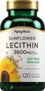 Piping Rock Sunflower Lecithin Softgel Capsules | 3600 mg | 120 Count | Rich in Phosphatidylcholine | Soy Free, Non-GMO, Gluten Free