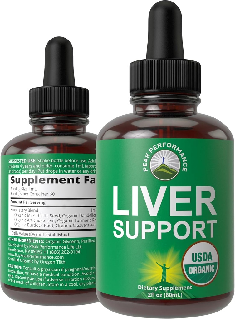 USDA Organik Liver Cleanse Detox & Tamir. 6-in-1 Sıvı Ölçeği Organik Süt Butle, Artikokeksiyonu ve daha fazlası. Zero Sugar, Liver Health Support Tincture Supplement Alternative To Capsules