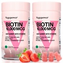 Biotin Gummies 10000mcg Supplements - Vitamin C, A, D, B-Complex, Folate, Kadınlar ve Kızlar için çinko - Vegan Biotin Saç Büyümesi Sağlıklı Saç ve Çiçekler için Gummy, Non-GMO, Strawberry, 120 Bear