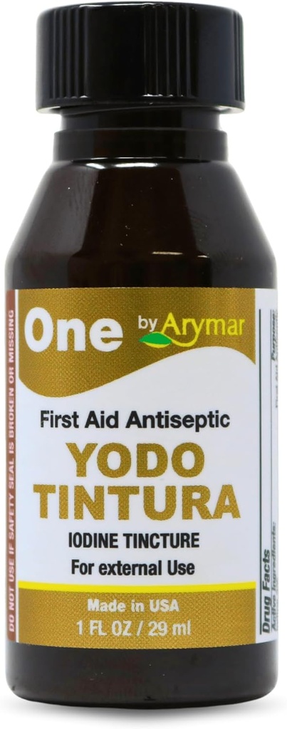 Arymar Iodine Βάμμα, YODO Tintura 2% Επίκαιρη λύση για μικρές περικοπές, σκρέπες, εγκαύματα, 1 Fl Oz