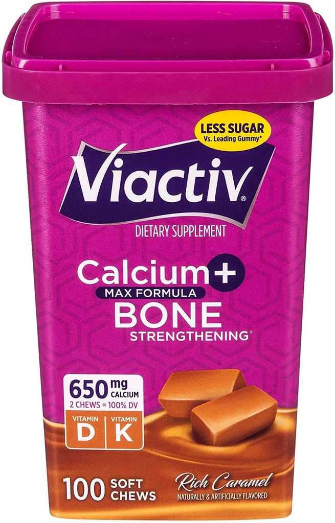 Viactiv Max Formuladis +Vitamin D3 Bone Health, Rich Caramel, 100 Soft Chews - 5 Pack