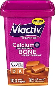 Viactiv Max Formuladis +Vitamin D3 Bone Health, Rich Caramel, 100 Soft Chews - 5 Pack