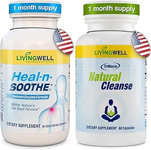 HEAL-N-SOOTHE Natural Cleanse Supplement Proteolytic Enzyme ve Natural Digestive Health Supplement