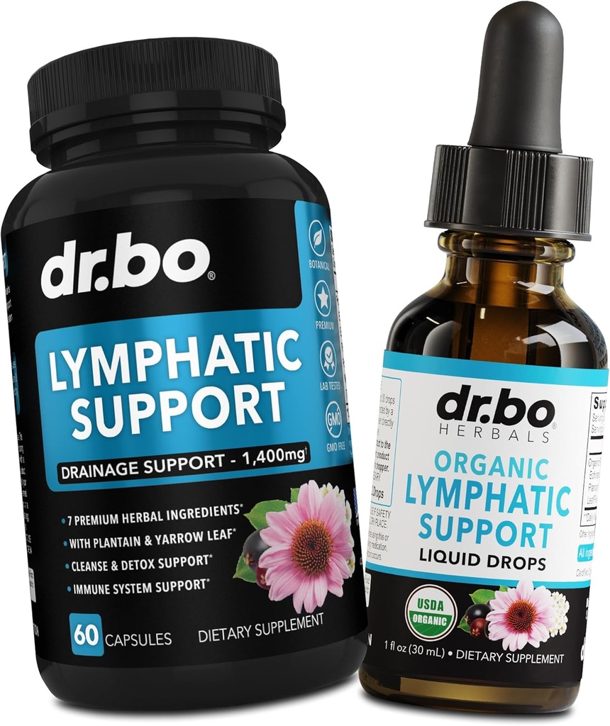 Lymphatic Drainage Supplements Pills & Drops - Organik Lymphatic Support Liquid Drops Cleanse, Lymph System Support Supplement for Nodes Legs & Boy - Lymph Node Detox Cleanse System