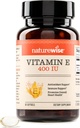 NatureWise Vitamin E 400 IU Softgels (180mg DL-Alpha) - Γαλακτοκομικά, Γλουτένη και χωρίς σόγια, Αντιοξειδωτικό Συμπλήρωμα Διατροφής για το δέρμα, την καρδιά, τα μάτια, και ανοσοποιητική υποστήριξη για την υγεία - 2-μηνη παροχή, 60 Count