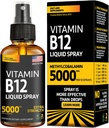 B12 Vitamini 5000 mcg - Vegan Mecobalamin Sıvı B12 Boost Energy, Mood & Brain Health - Gluten-Free, Non-GMO B12 Sprey for Men & Women - Easy Dosage (5000 mcg in 10 Mixs)