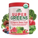 Ülke Çiftçileri Organik Süper Yeşiller Berry Flavor, 50 Organik Süper Gıdalar, Fiber, USDA Organik İçecek Mix, Meyveler, Sebzeler, Mushrooms & Probiyotikler, Destekler Enerji, 5g Fiber Fiber Fiber