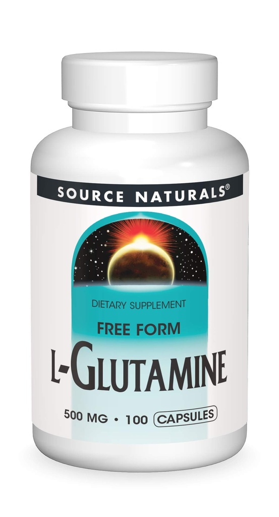 Source Naturals L-Glutamine - Free Form Amino Acid που υποστηρίζει τη μεταβολική ενέργεια - 100 κάψουλες