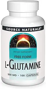 Source Naturals L-Glutamine - Free Form Amino Acid που υποστηρίζει τη μεταβολική ενέργεια - 100 κάψουλες