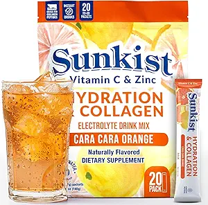 The Frozen Bean Sunkist Collagen Drink Mix - Ενυδάτωση Cara-Cara Orange Electrolyte Drink for Women with Vitamin C, Zinc, Collagen Peptides, Φυσικά Γεύση - 20 συσκευασίες