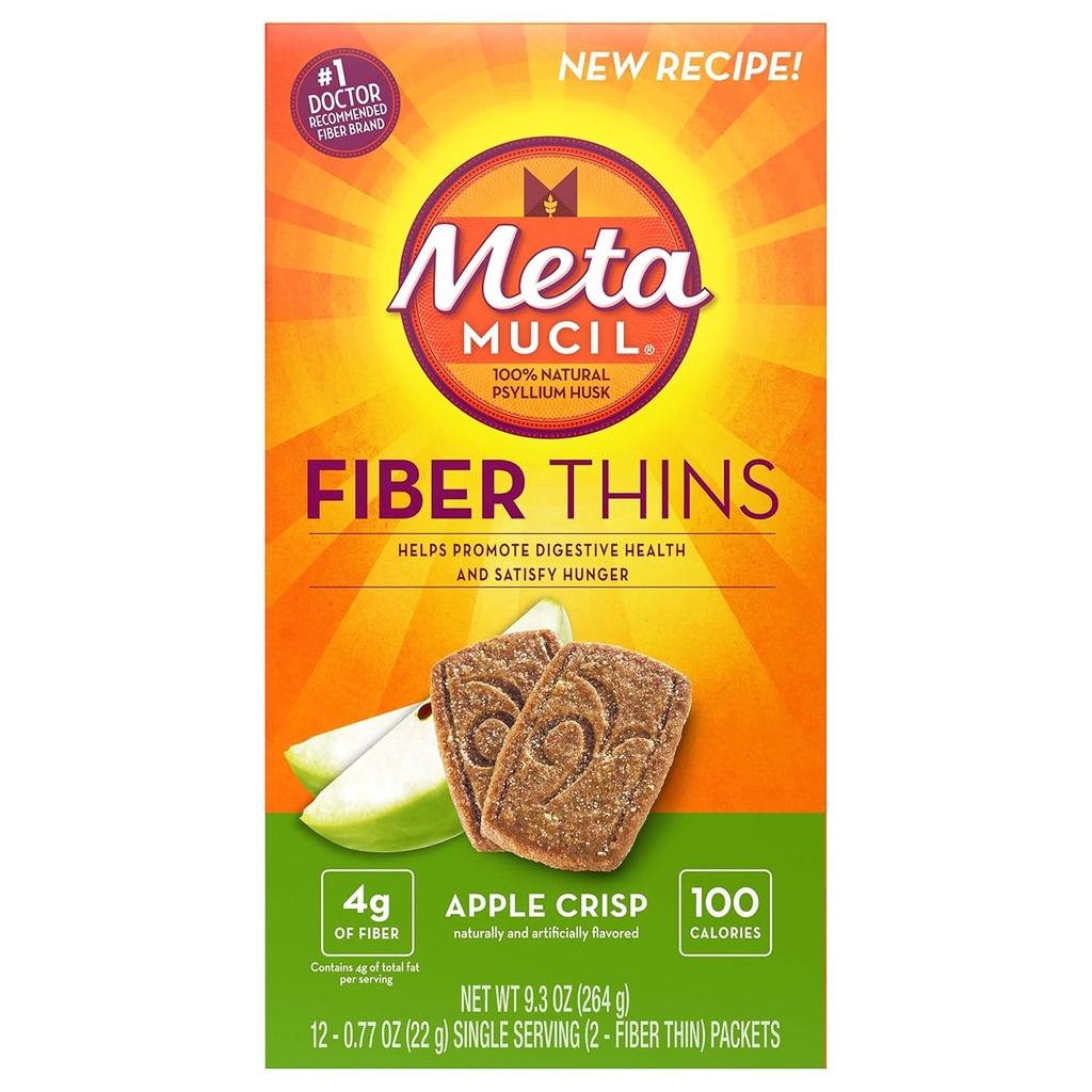 Metamucil Meta Multi-grain Fiber Wafers by Meta Apple Crisp 24 μέτρημα (Pack of 3) (OLD)
