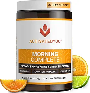 ACTIVATEDYOU Morning Complete Daily Wellness Greens Superfood Drink Mix for Gut Health w/Prebiotics, Probiotics, Antioxidants, Green Superfoods, 10 Billion CFUs (3 Pack, Citrus Medley)