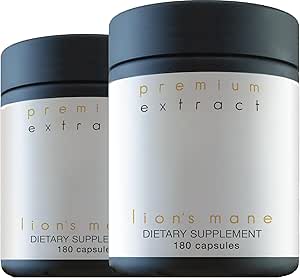 Lion’s Mane Organic Mushroom Extract Oriveda 2-Pack - Fruiting Body 180 v-caps, Mycelium 120 v-caps Supports The Brain and Nervous System